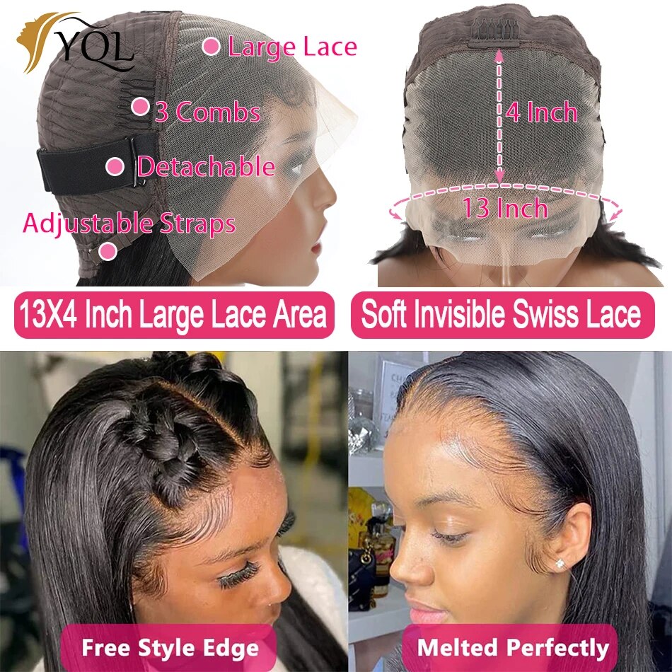 Short Bob Human Hair Lace Frontal Wigs Brazilian Straight Real Bleacehed Knots Transparent 13X4 Full Lace Front Wigs For Women