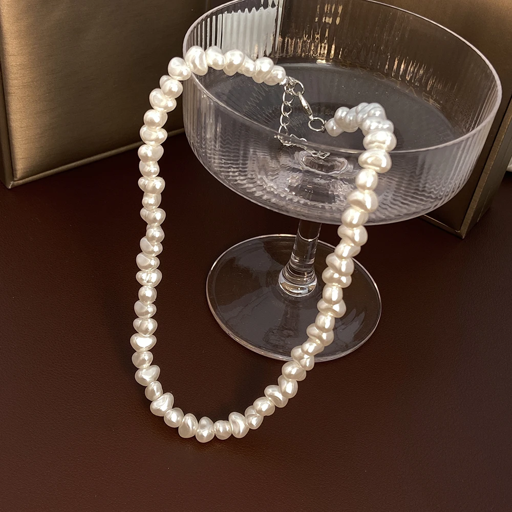 Jewelry  New Trendy Irregular Imitation Pearl Necklace Temperament Simple Handmade Strand Bead Necklace For Men Jewelry Gift