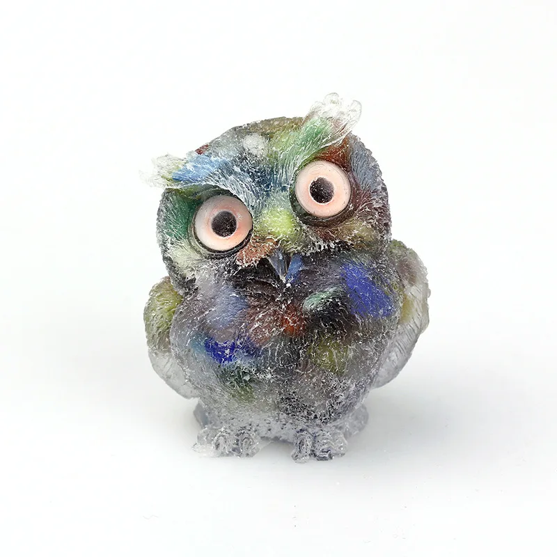 1PC Natural Crystal Stone Gravel Owl Animal Crafts Hand Made DIY Resin Table Decor Home Decor Collect Gifts Small Figurines