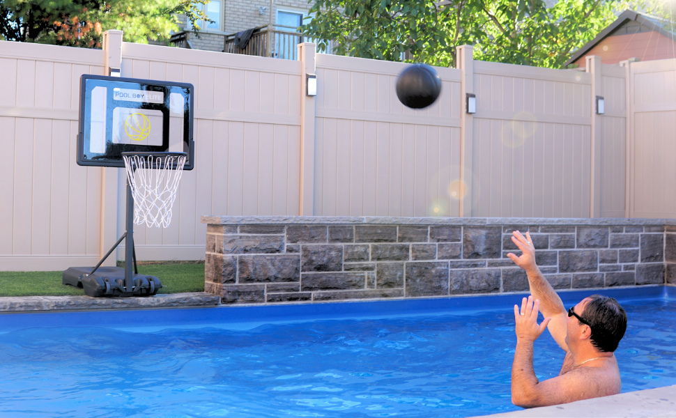 Dad shooting a basketball