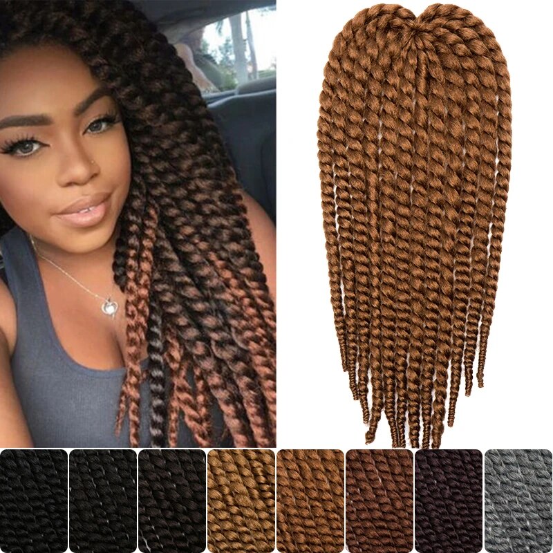BENEHAIR Synthetic 18'' Twist Braid Hair Crochet Braiding Hair Extension Fake Hair For Black Women Black Bomb Twist
