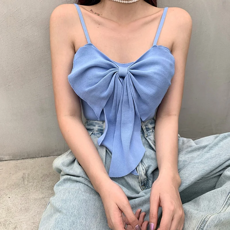 Women's Bow Tie Tops Summer Sexy Cami T Shirt Corset Tank Top