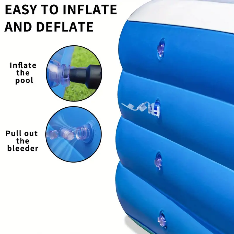 1pc blue white large thicken inflatable swimming pool for family adults 120 67 24in details 4