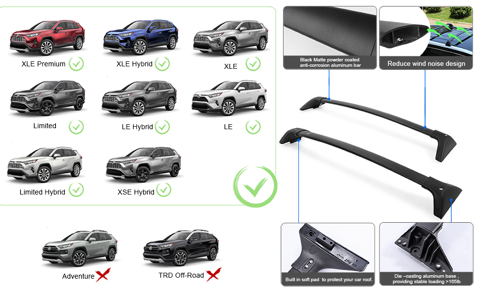 Fitment and 2019 TOYOTA RAV4 crossbar details