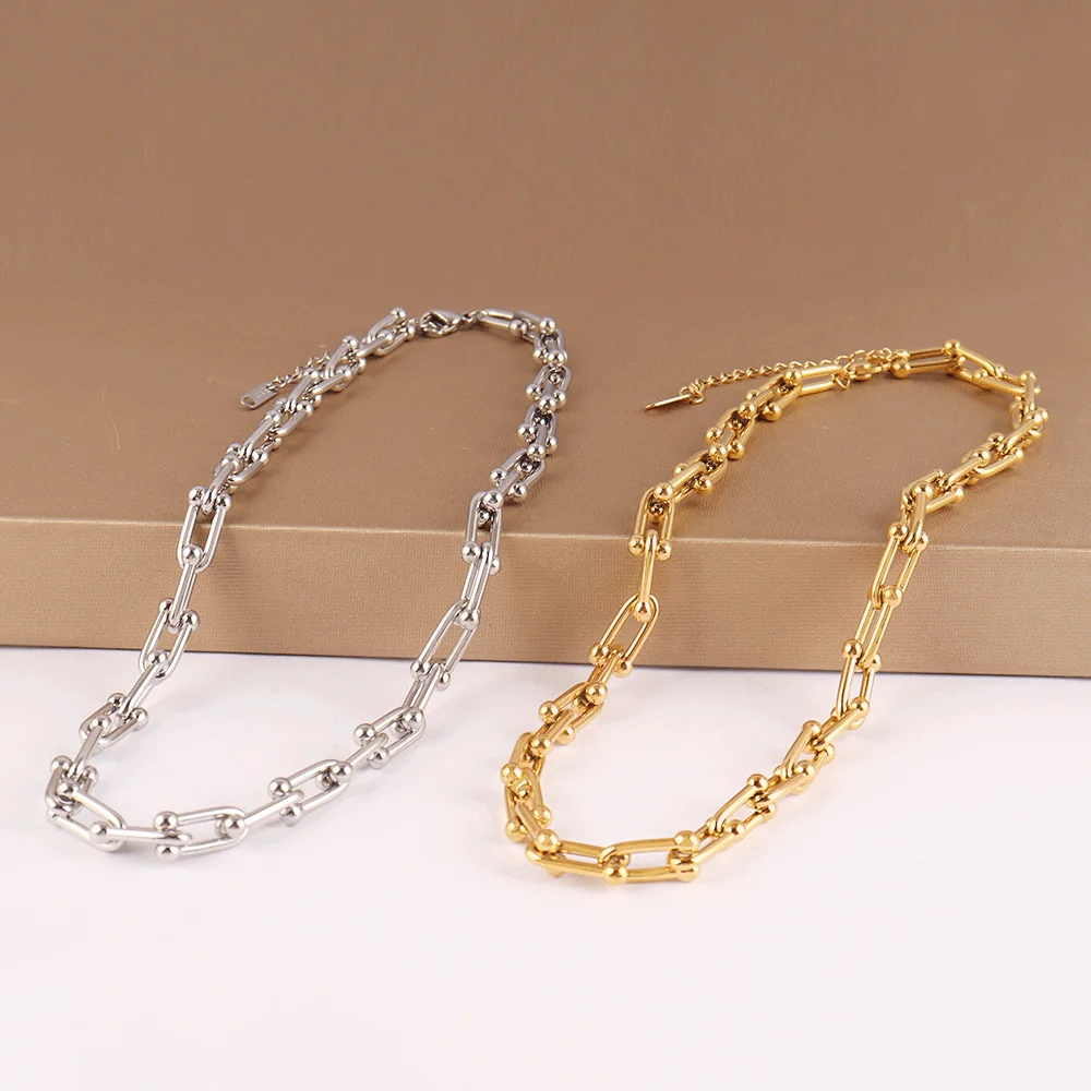 316L Stainless Steel Necklace Chunky U Chain Necklaces For Women Clavicle Chain Choker Necklace Punk Women Jewelry Necklace