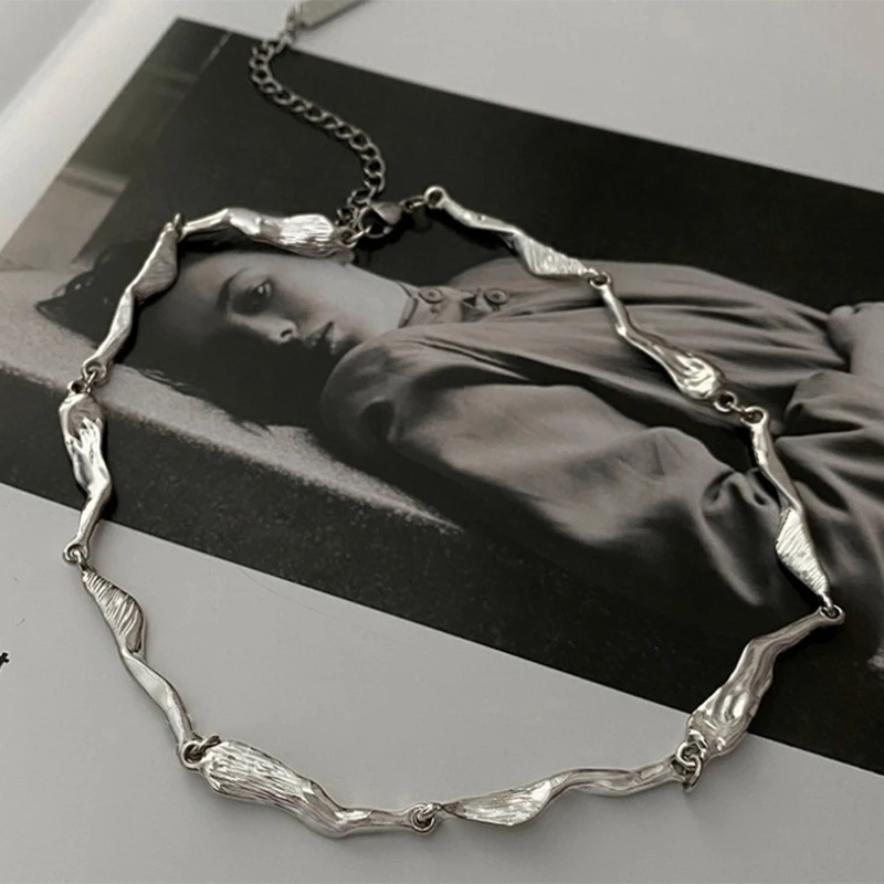 Korean Kpop Irregular Zircon Chain Necklace For Women Punk Grunge Geometric Short Choker Clavicle Chain Necklaces Egirl Jewelry