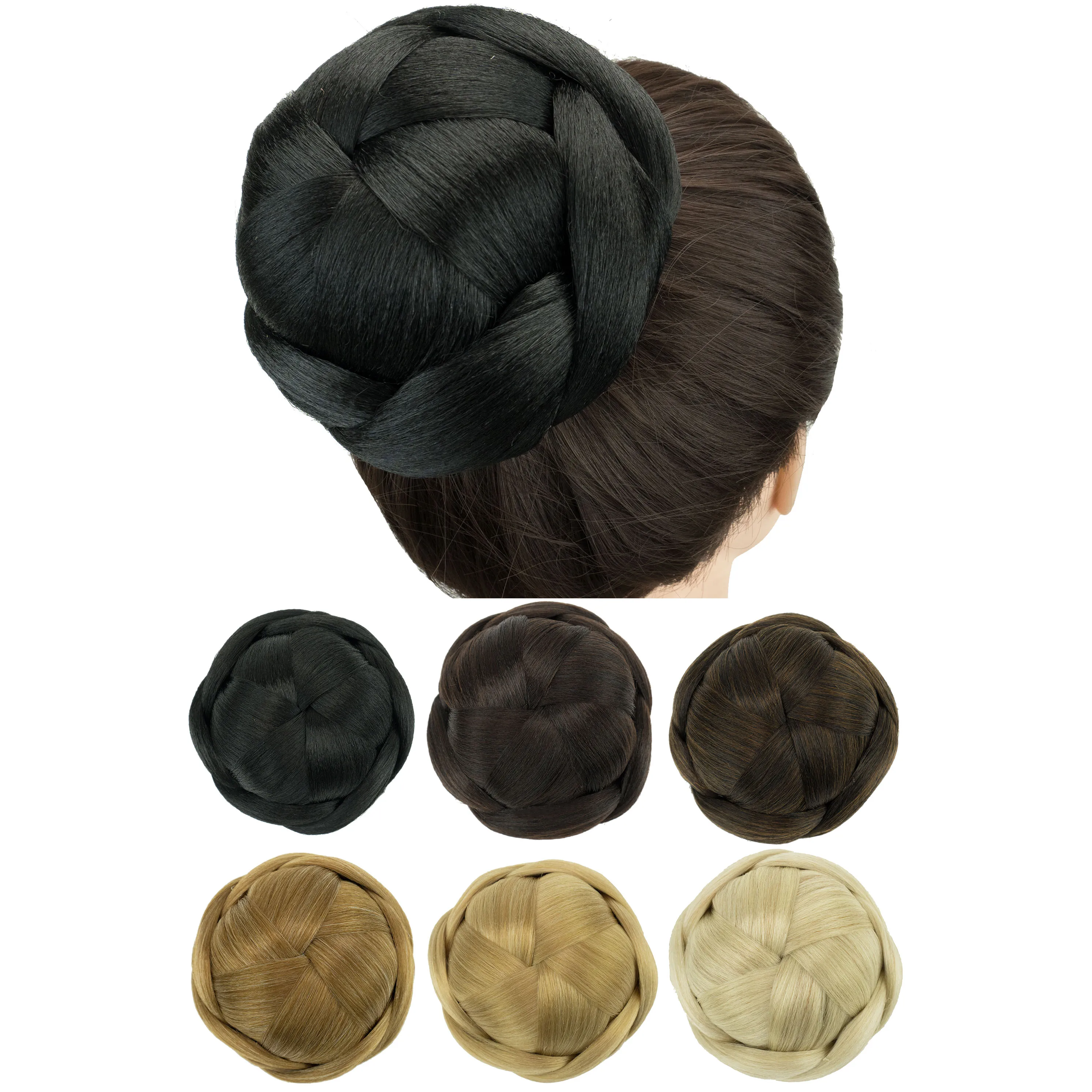 Soowee Large Size Dancer Braided Chignon Hair Cover Donut Hairpieces Scrunchies Hair Bun Wig Updo for Women