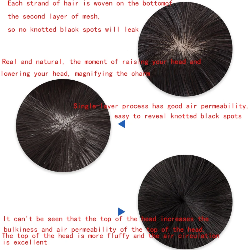 Short wigs for men's male black wig synthetic natural hair for young man balding sparse hair crew cut hair style