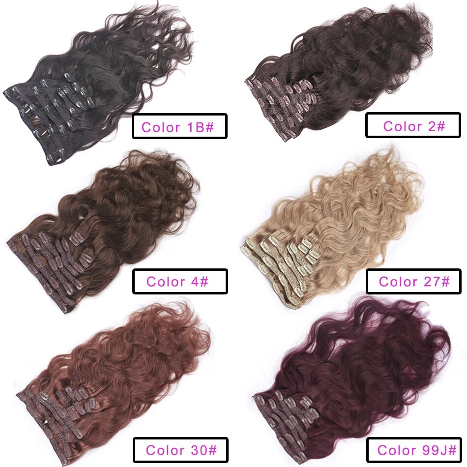 120G 180G 200G Full Head Wavy Clip In Hair Extensions Remy Brazilian Body Wave 100% Real Natural Human Hair Clip ins Brown Color