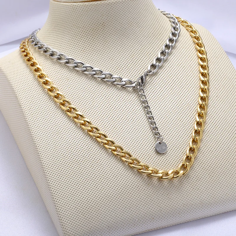 ZHUKOU NEW Gold color Stainless Steel Necklace for women Punk women Necklace Fashion Women Jewelry Wholesale VL203