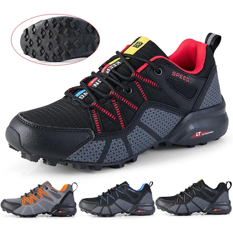 2022 New Hiking Shoes Men Mesh Breathable Hiking Travel Shoes Outdoor Woodland Cross-Country Shoes Mountain Cycling Sports Shoes