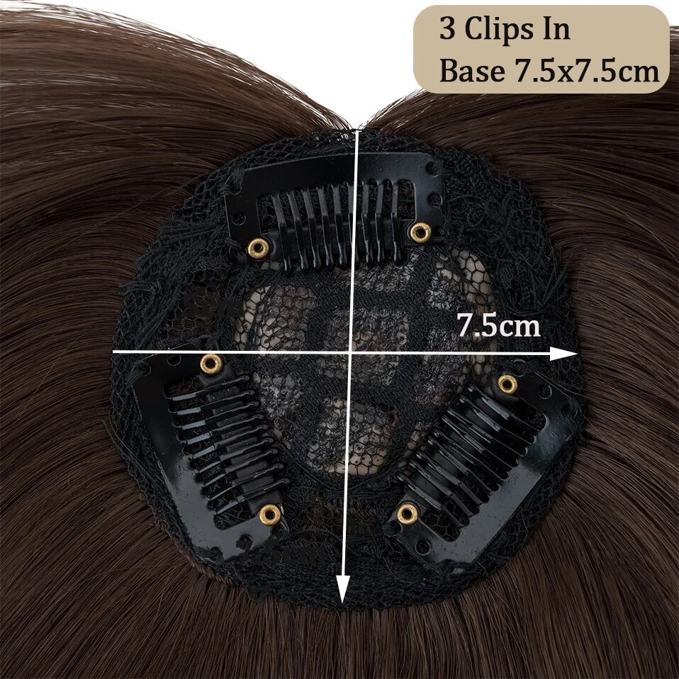 Benehair Synthetic Short Straight Hair Topper With Bangs Invisible 3D Hair Toupee For Women Hair Pieces Clip In Top Hair