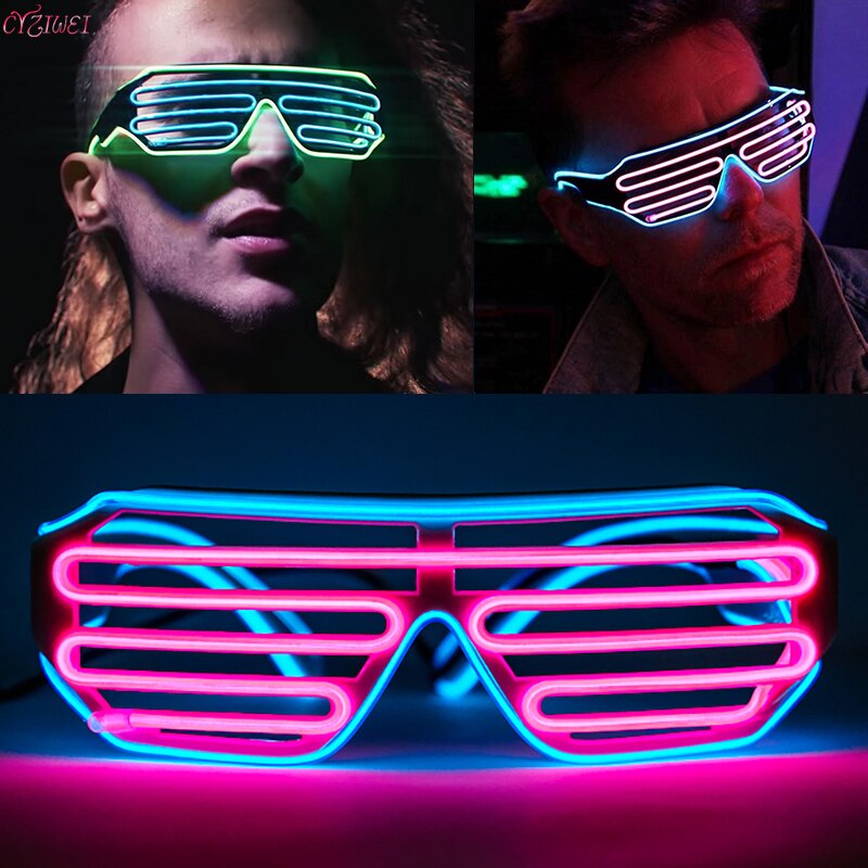 Glowing Glasses LED Luminous Glasses Halloween Glowing Neon Party Glow Sunglasses Flashing Light Glass for Party Prop Costumes