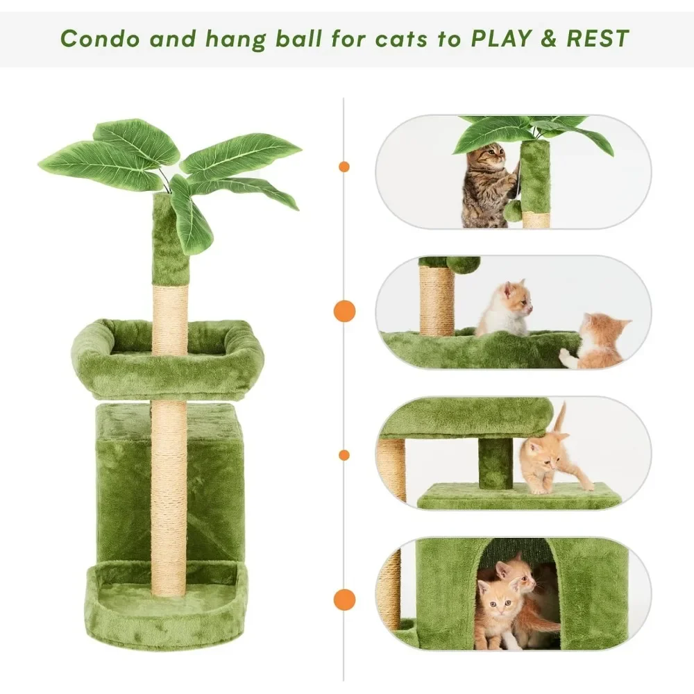 Tree for Cats Cat Condo Cozy Plush Cat House With Hang Ball and Leaf Shape Design Pet Products Home Garden Free Shipping