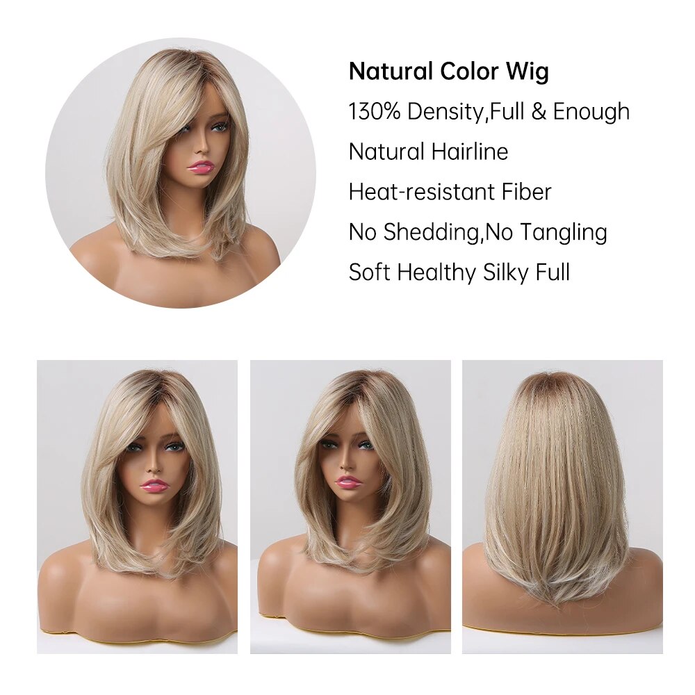 oneNonly Short Wig Bob Natural Blonde Wig Woman Wigs for Women Daily Heat Resistant Hair