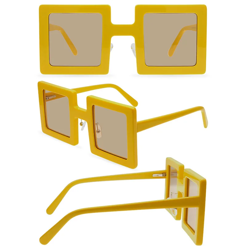 Belight Optical Colorful Big Square Women Men UV400 Protection Vintage Retro Acetate Clip on Sunglasses with Case Oculos 9600