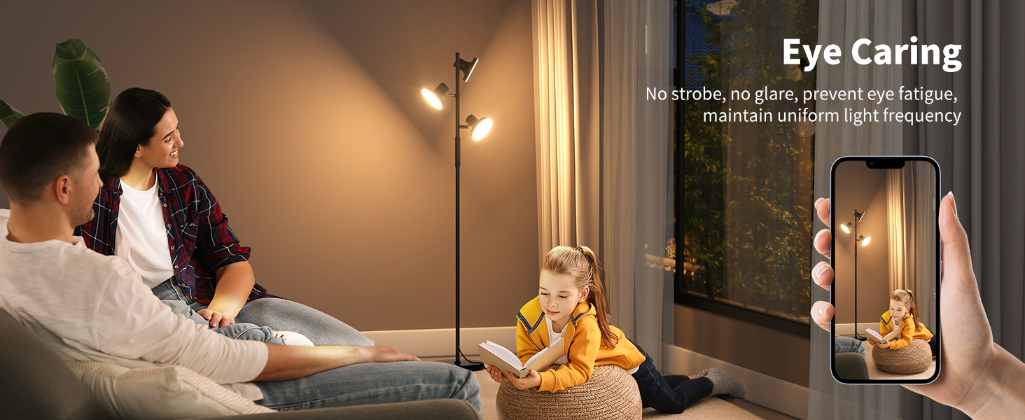 bright floor lamp with eye protection