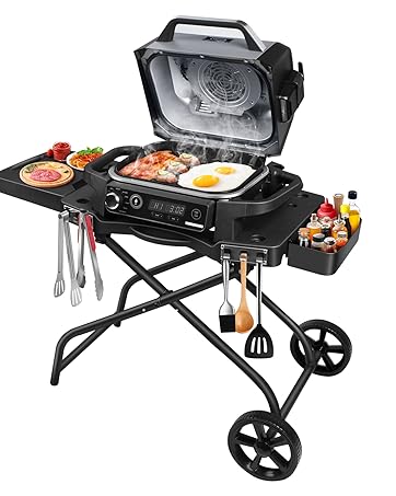 Grill Stand for Ninja Woodfire Grill,Grill Cart,Collapsible Outdoor Grill Stand