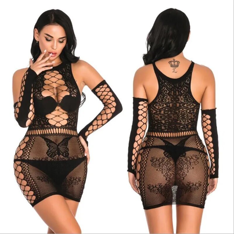 Sexy lingerie erotic dresses hot sex underwear porno intimates kimino pajamas Hollow elastic Tight mesh lingerie costumes slips