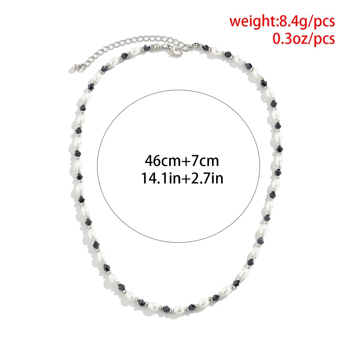 PuRui Fashion Oval Imitation Pearl Grey Crystal Beads Beading Necklace For Men Simple Handmade Short Necklace Trend Jewelry