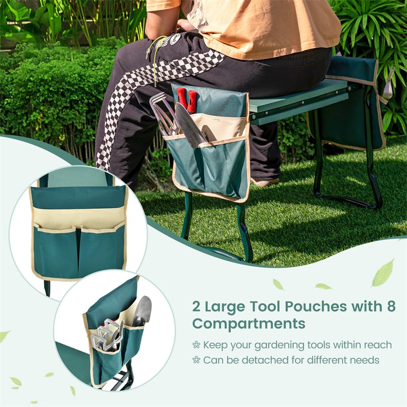 Portable Folding Garden Kneeler and Seat with 2 Tool Pouches & EVA Foam