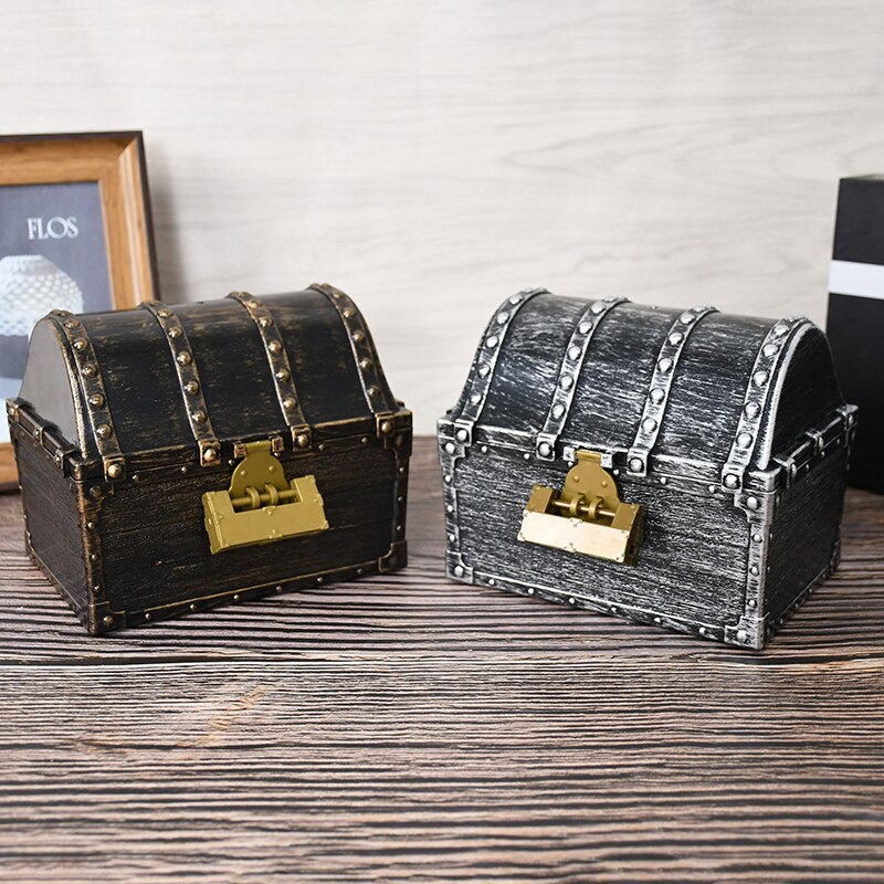 Pirate Theme Treasure Chest Toy Box for Halloween Party Favors Props Decora Mini Pirate Treasure Chest Vintage Organizer Trinket