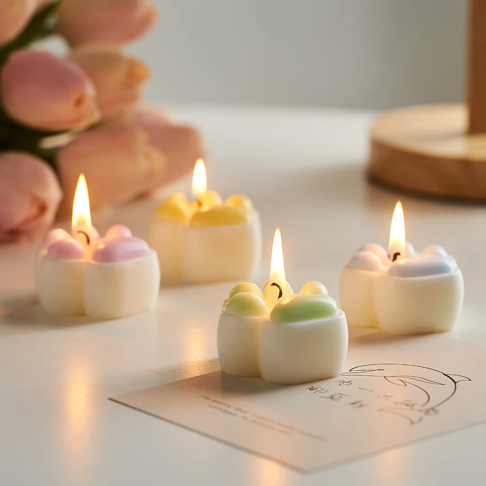 Creative Lovely Cat's Paw Incense Candle Bean Milk Aromatherapy Bedroom Living Room Decorations Lasting Fragrance Birthday Gift