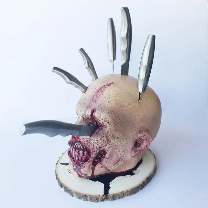 Zombie head knife holder for kitchen storage image 10