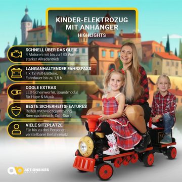 Actionbikes Motors electric children's car, children's electric train with trailer, load capacity 60 kg, (2 pieces), 3 seats - horn and music - soft start - 2 x 12 V motors