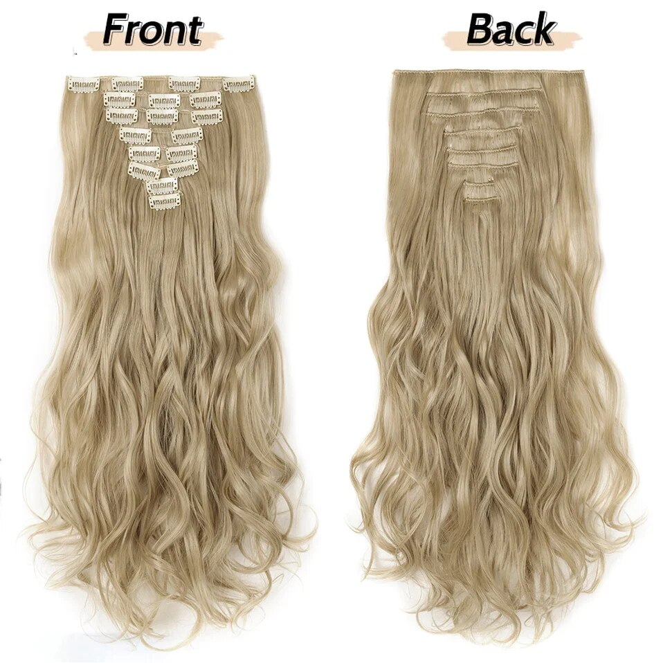 BENEHAIR Clip in Hair Extensions 17 Inch 8PCS Long Wavy Synthetic Hair Extensions Clip ins Weft Hair Clip Extensions for Women