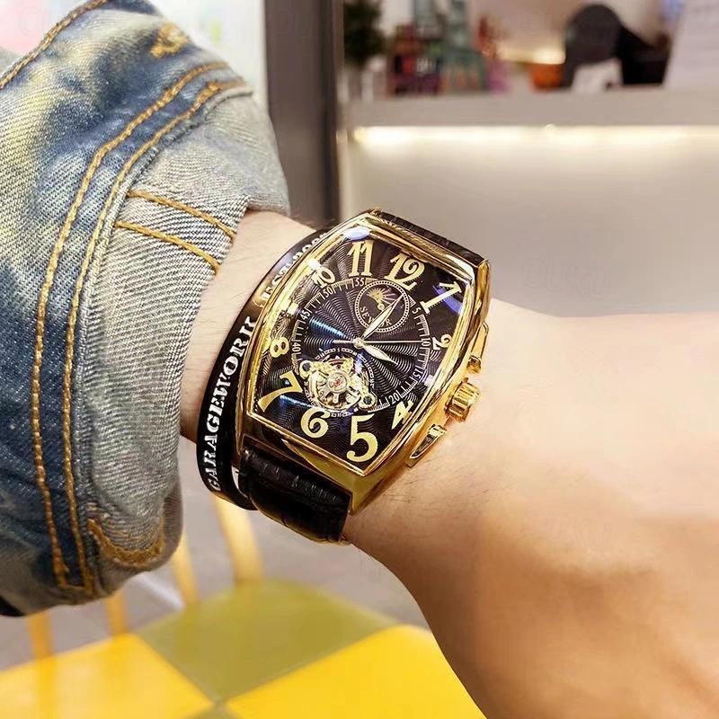 Men Mechanical Watch Luxury Large Dial Fashion Business Hollow Skeleton Automatic Self-winding Waterproof Leather Watch 2024 - US $31.99 –P2