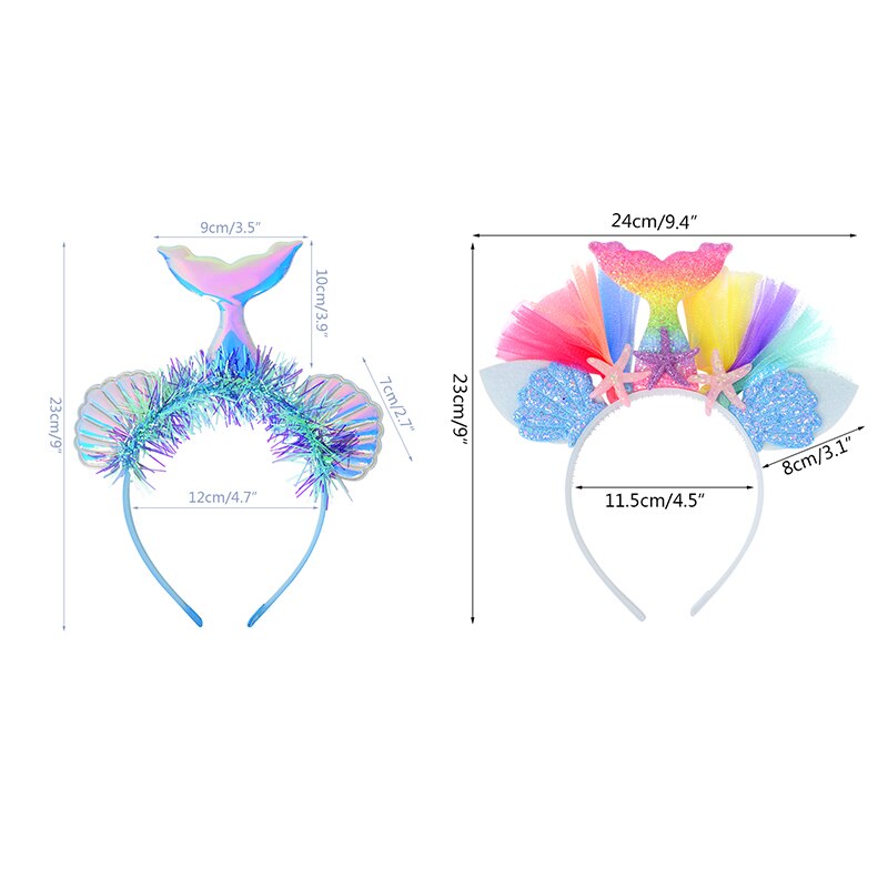 Little Mermaid Party Crown Headband Starfish Shell Mermaid Tail Hat Photo Props for Girl 1st Birthday Party Mermaid Hair Band