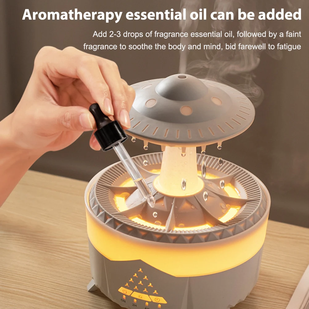 UFO Water Drop Humidifier 350ML Rain Cloud Air Humidifier Aromatherapy Essential Oils Aroma Diffuser USB Air Diffuser Mist Maker