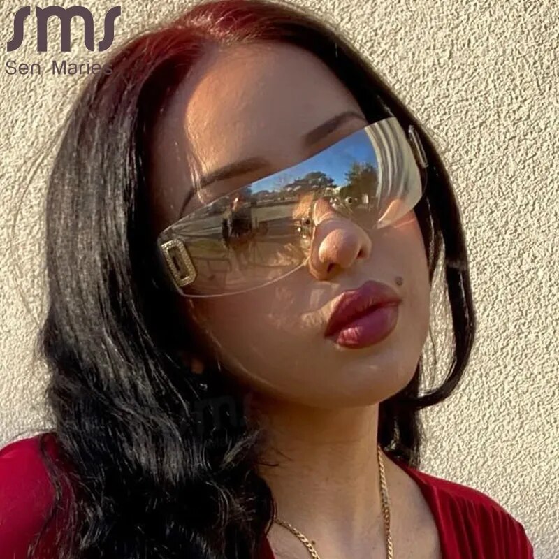 Luxury Brand Y2k Sunglasses New Women Sport Punk Sun Glasses Men Trends 2000's Shades Eyewear Goggle Lady UV Letter Eyeglasses