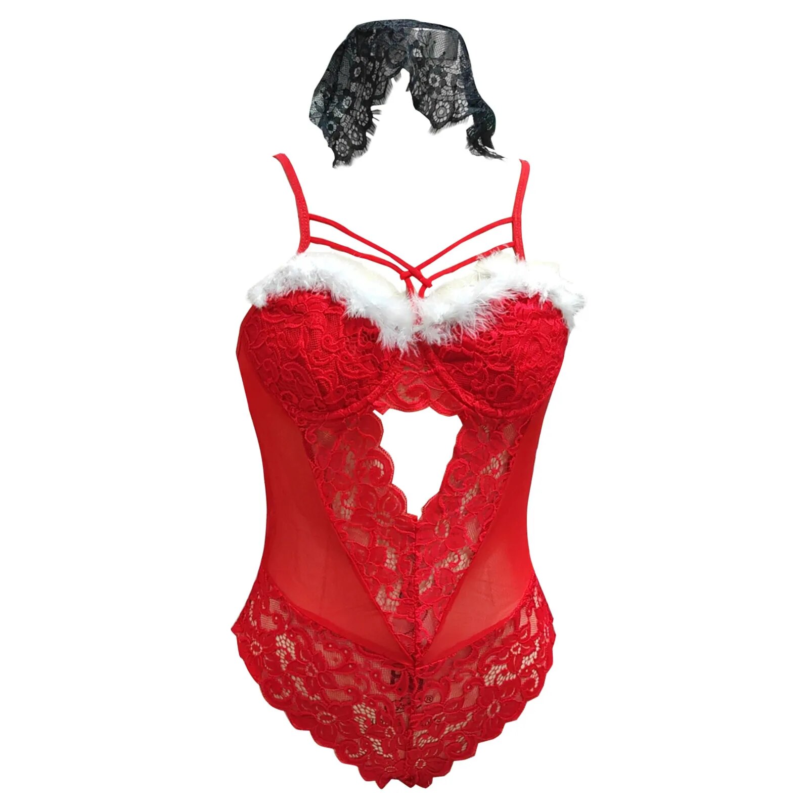 New In Plus Size Sexy Lingerie For Women Sexy Santa Christmas Lingerie Set With Garter Belts Lace Teddy Babydoll Bodysuit