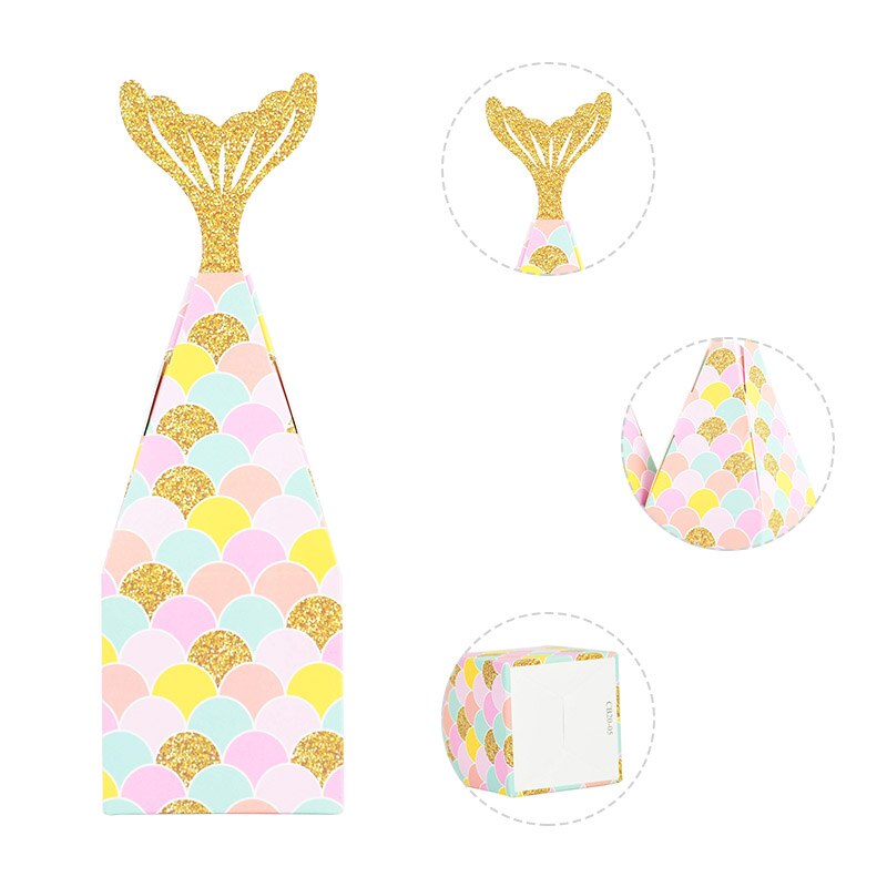 10pcs/lot Mermaid Tail Box Mermaid Candy Box Gift Package Boxes Sea Theme Favors Sea Mermaid Party Baby Shower Party Supplies