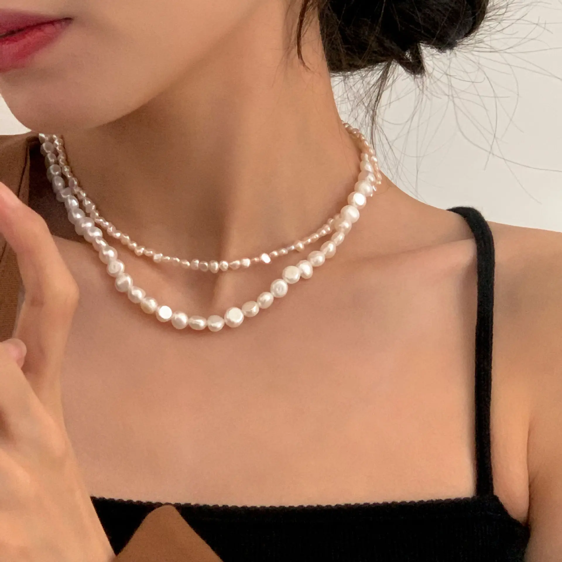 High Quality Natural Freshwater Pearl Necklace for Women Elegant Irregular Pearls Chokers Necklaces a Beautiful Shine Jewelry