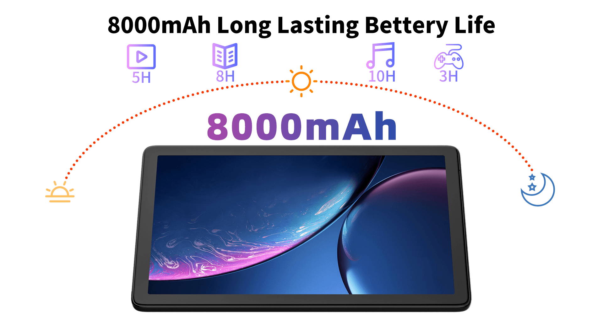 8000mAh Long Lasting Battery Life