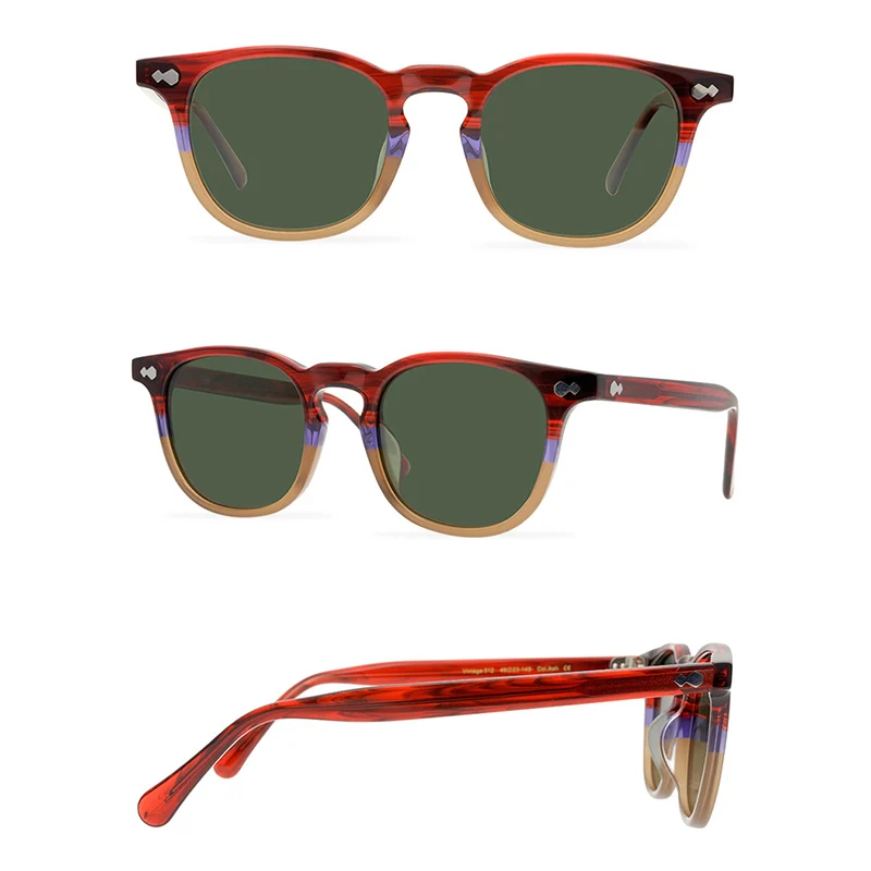 Belight Optical Handmade Quality Cool Vintage Retro Women Men UV400 Protection with Case Oculos Punk Sunglasses Horizon 512