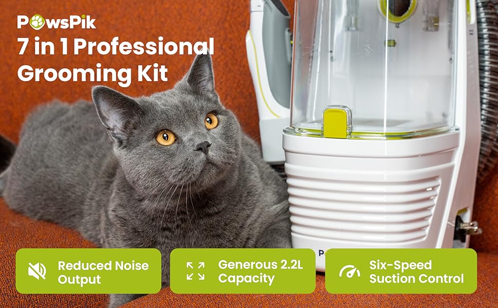 7 in 1 Professional grooming vacuum kit for cats & dogs with professional grooming accessory tools