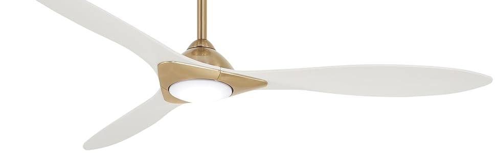 Minka-Aire, 60", Sleek,  F868L-SBR-WHF, Soft Brass, Ceiling Fan, Bond, Smart Fan, LED