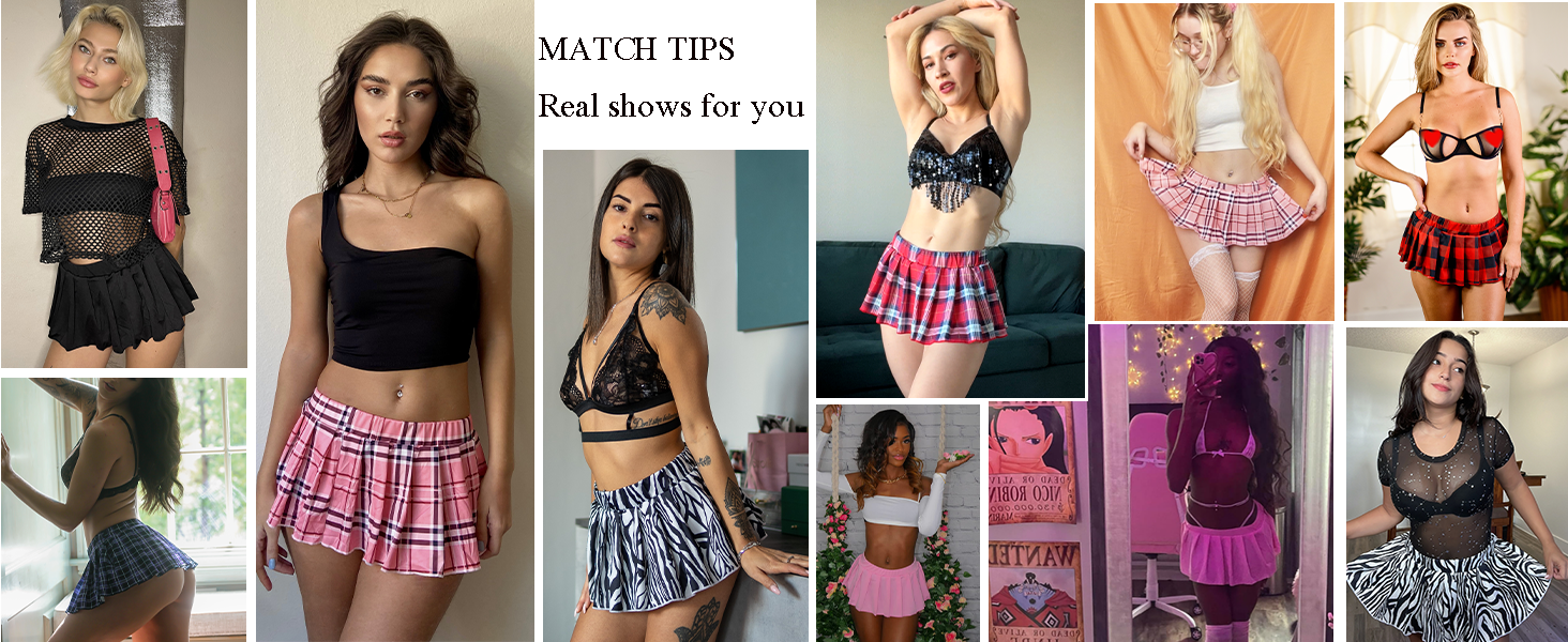 Avidlove Women Sexy Role Play Pleated Mini Skirt Ruffle Lingerie for Schoolgirl