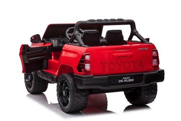 TPFLiving electric children's car Toyota Hilux - motor: 4 x 12V - battery: 1 x 12 Volt/14Ah, load capacity 40 kg, children's car - electric car with leather seat and seat belt - red