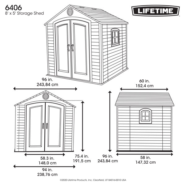 8 ft. W x 5 ft. D Plastic Storage Shed