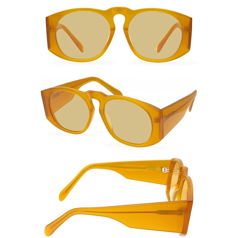 Belight Optical Colorful Matte Acetate Handmade Quality Big Size Women Men UV400 Protection with Case Oculos Sunglasses 9587