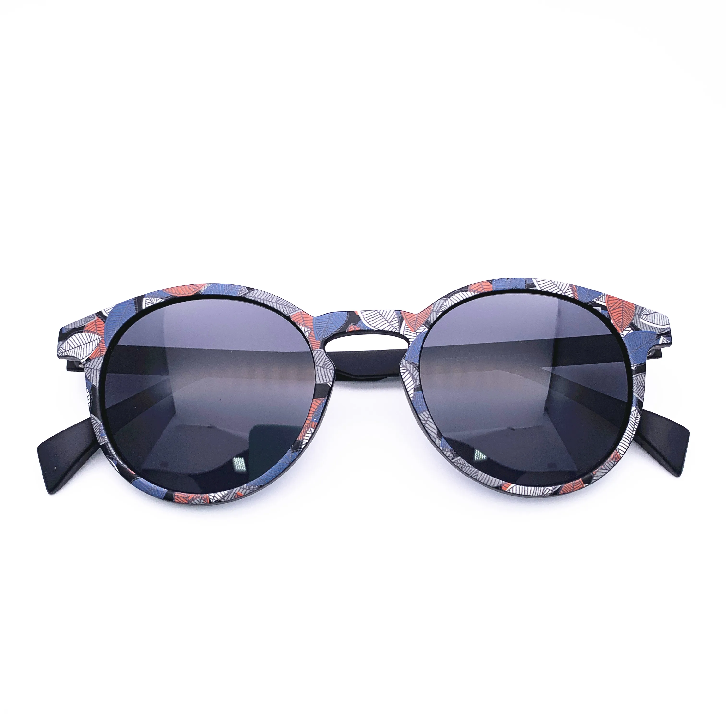 Belight Optical  3D Print Pattern TR90 Women Men Polarized Protection Round Vintage Retro Sunglasses  with Case Oculos IS031