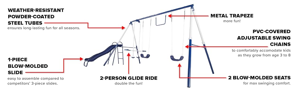 sportspower stron trampoline metal arcadia swing set kids play exercise outside activity