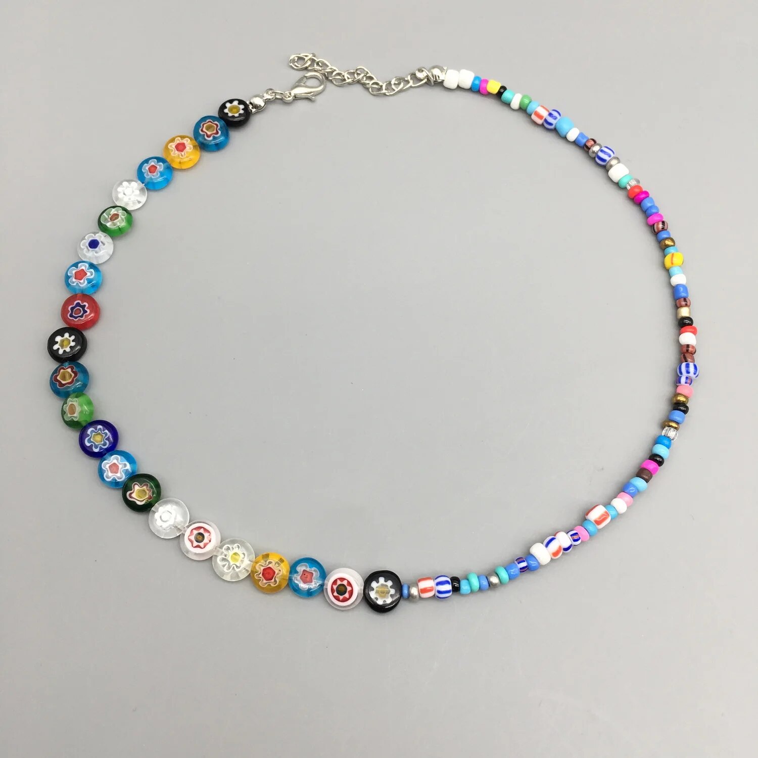 Multi-color Flower Glaze beads Women Necklace 2021 Fashion Rainbow Glass beads Female Choker Jewelry For Party Birthday Gifts