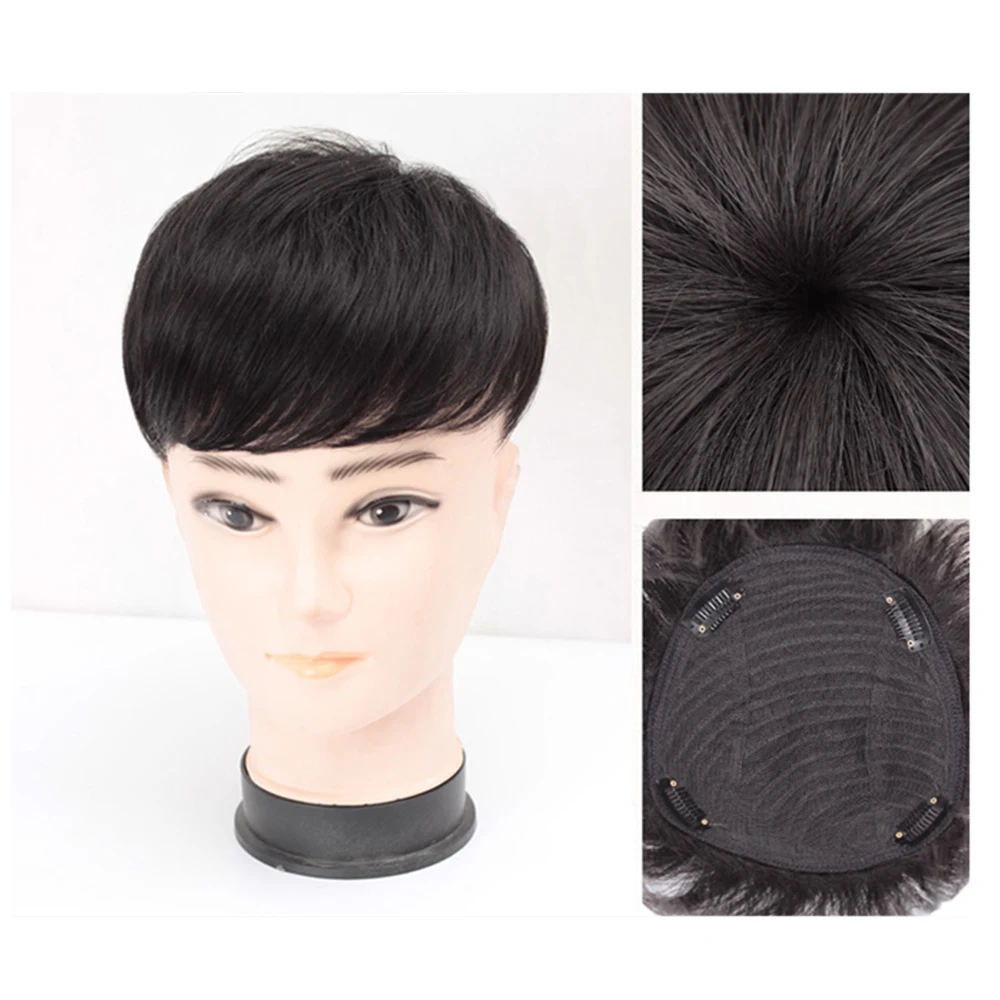 Toupee Men Synthetic Natural Hair Wig for Men 16x18cm Toupee Men's Wig Male Wigs for Man Hairpiece Mens Hair Replacement System