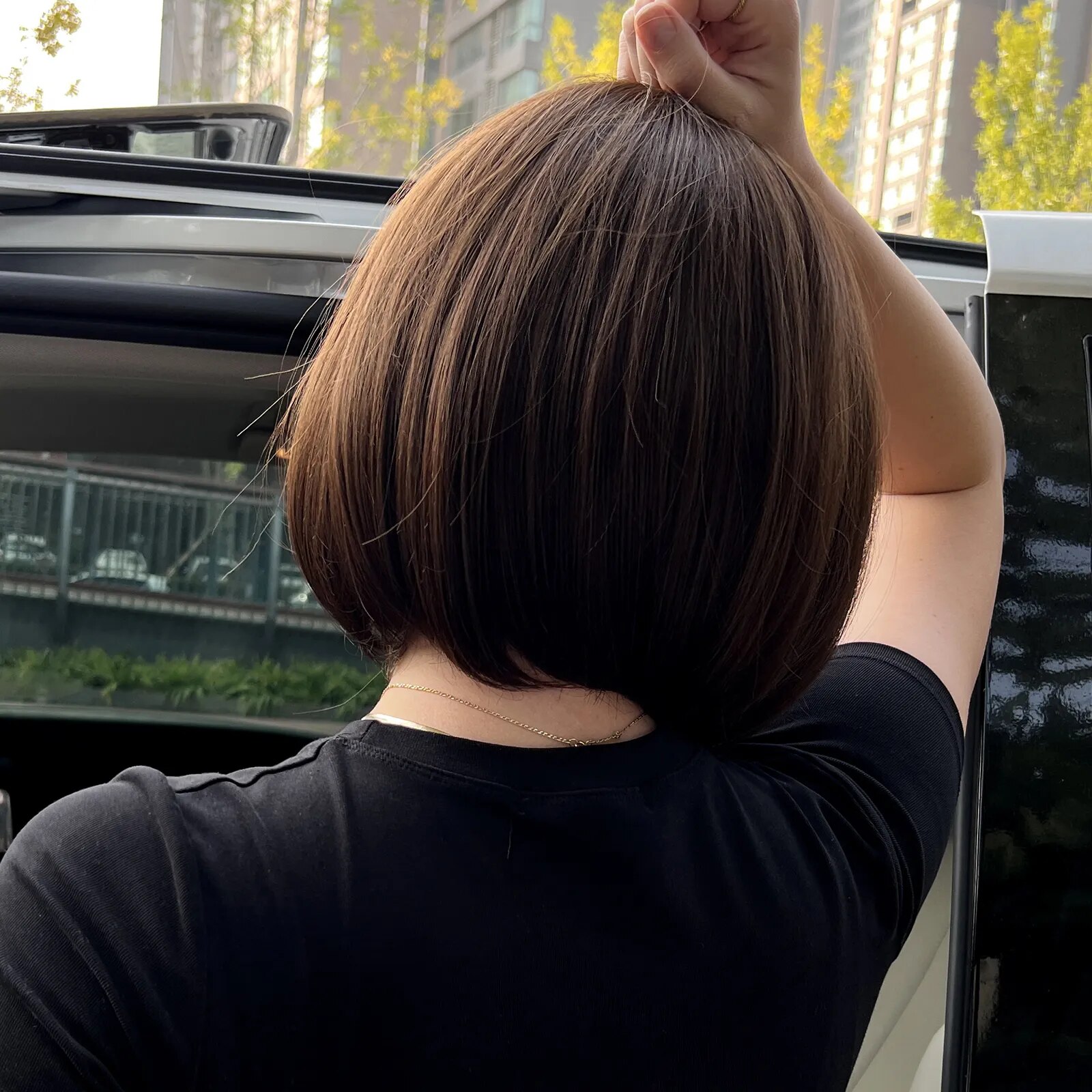 HENRY MARGU Short Straight Synthetic Wigs with Bang Brown Black Brown Hairs Wig for Women Daily Cosplay Party Heat Resistant